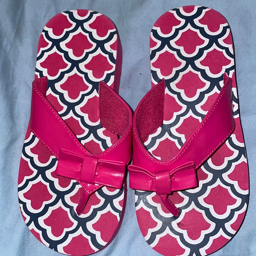 Pink Patterned Flip Flops